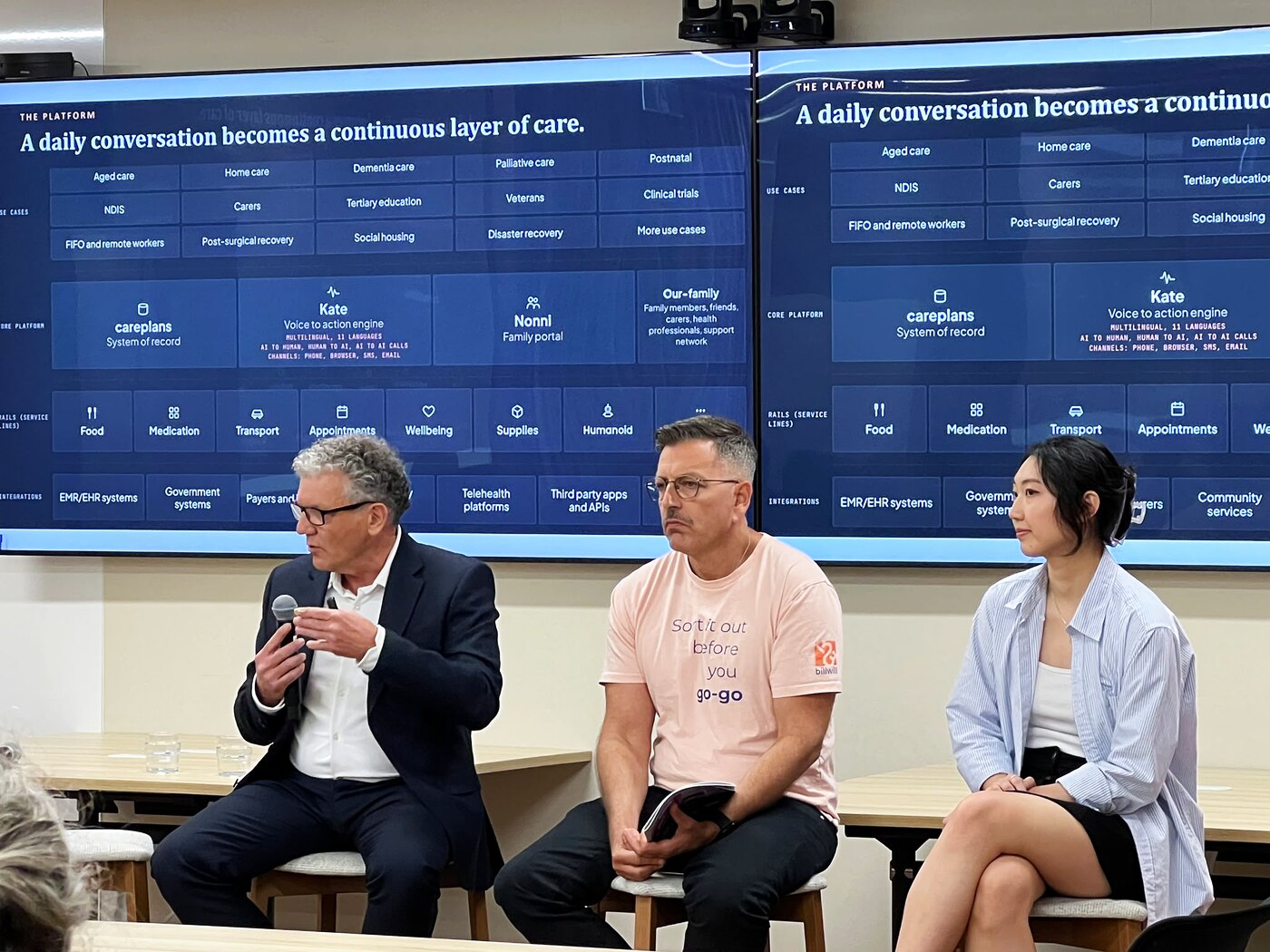 Andrew Payne, Colin Jowell and Annabel Zhou on the Longevity Innovation Showcase panel